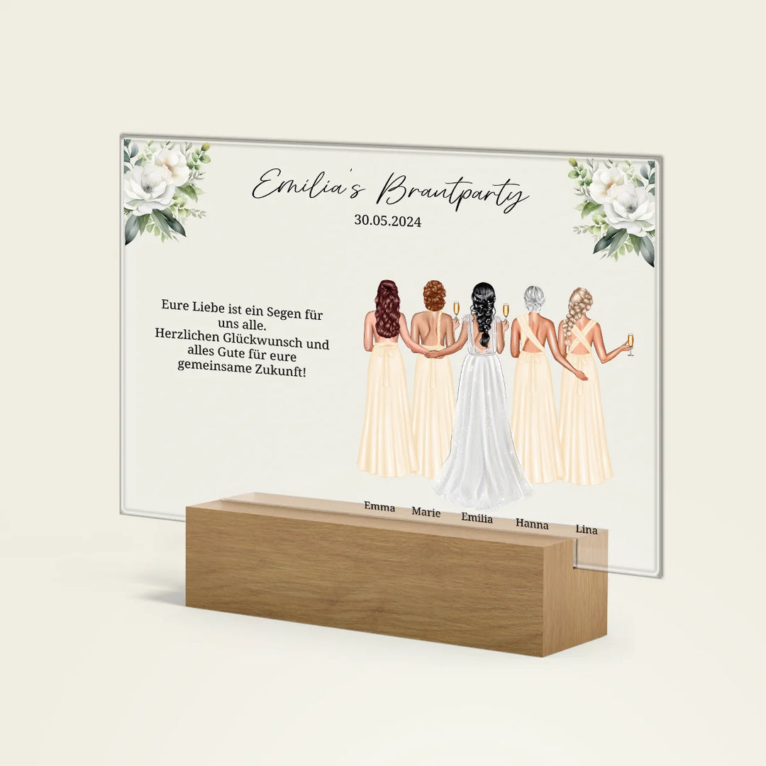 Personalized acrylic glass "Bridal Party Flowers"