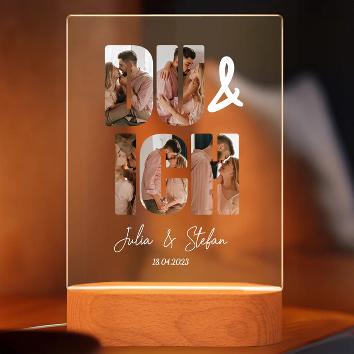 Personalisiertes Acryl-Licht "Du & Ich" | Nachtlicht, Dekolicht, Glowlight