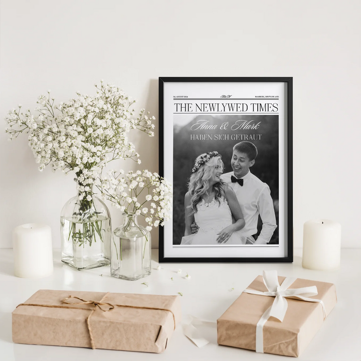 Personalisiertes Poster "Hochzeit Zeitungsartikel"