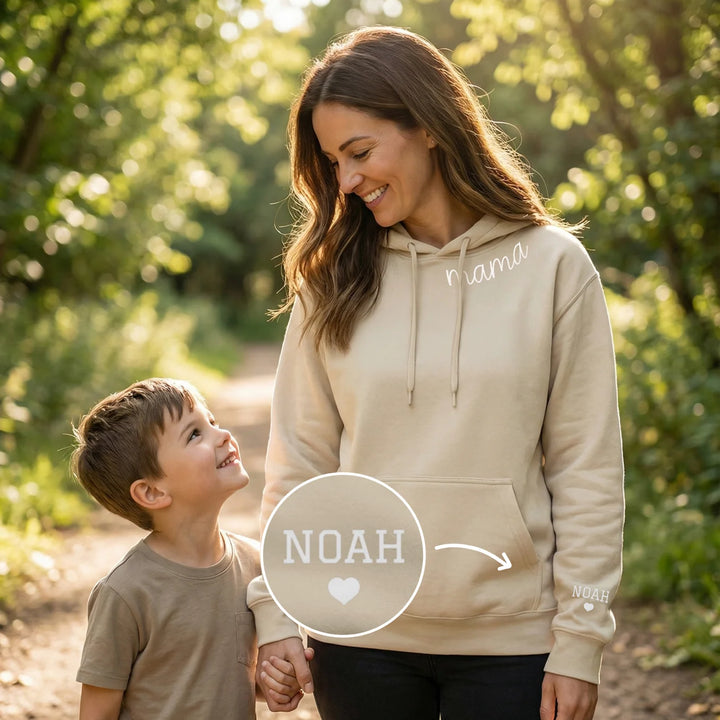 Personalisierter Hoodie “Für Mama” mit Ärmeldruck