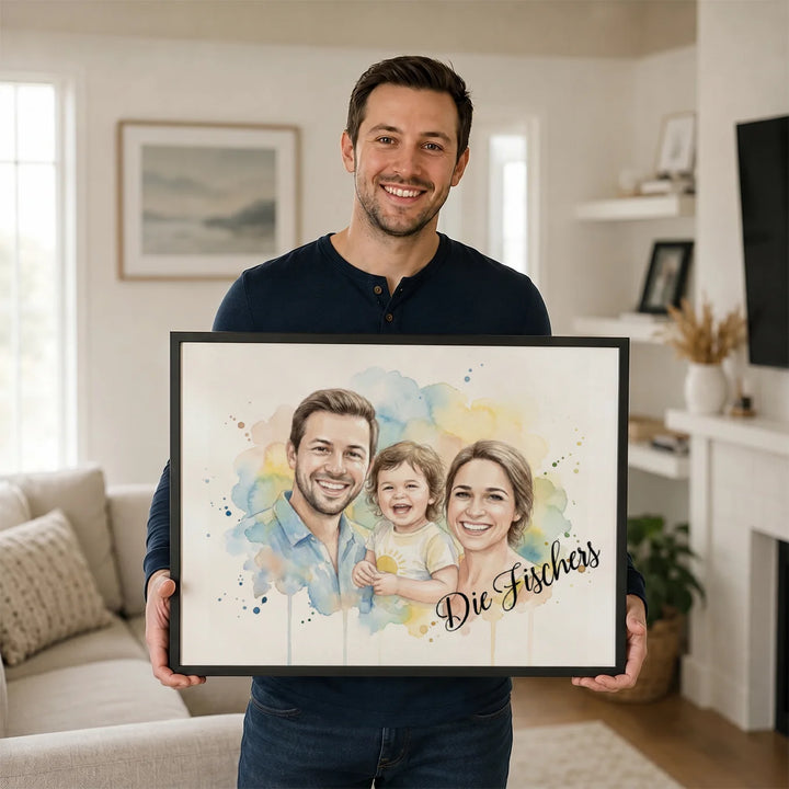 Personalisiertes Poster Familie "Wasserfarben"