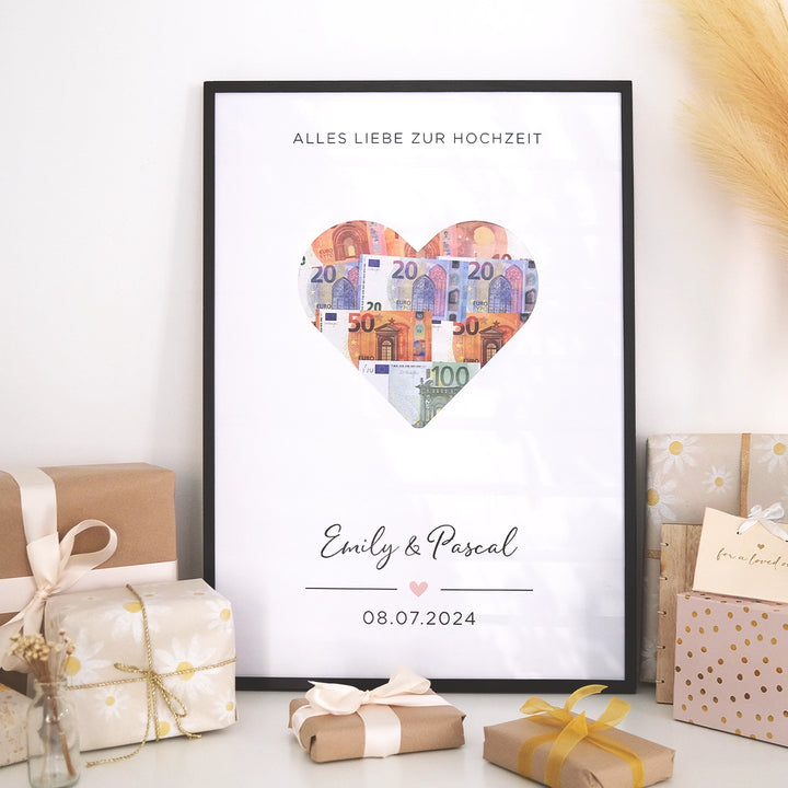 Personalisiertes Geldgeschenk zur Hochzeit "Heart" famwalls