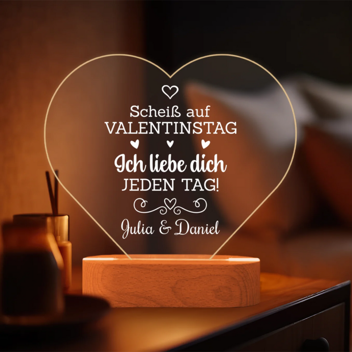 Personalisiertes Herz Acryl-Licht ''Valentinstag'' | Nachtlicht, Dekolicht, Glowlight