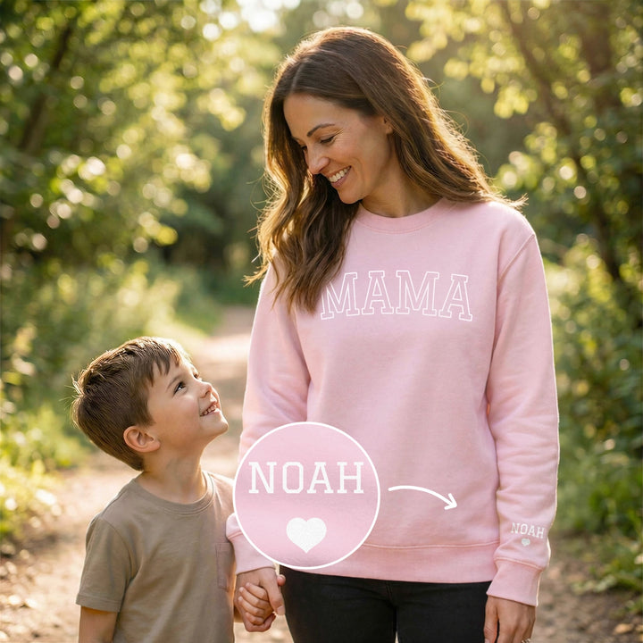 Personalisierter Sweater "Mama & Kinder" mit Ärmeldruck