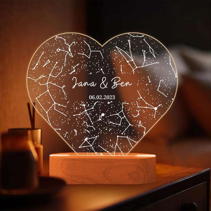Personalized Heart Glowlight ''Starry Sky''
