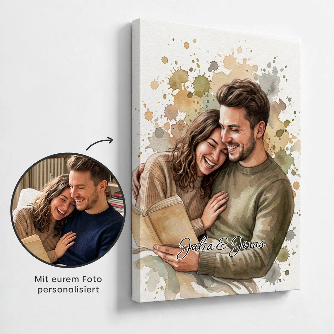 Personalisierte Leinwand "Wasserfarben Couple"