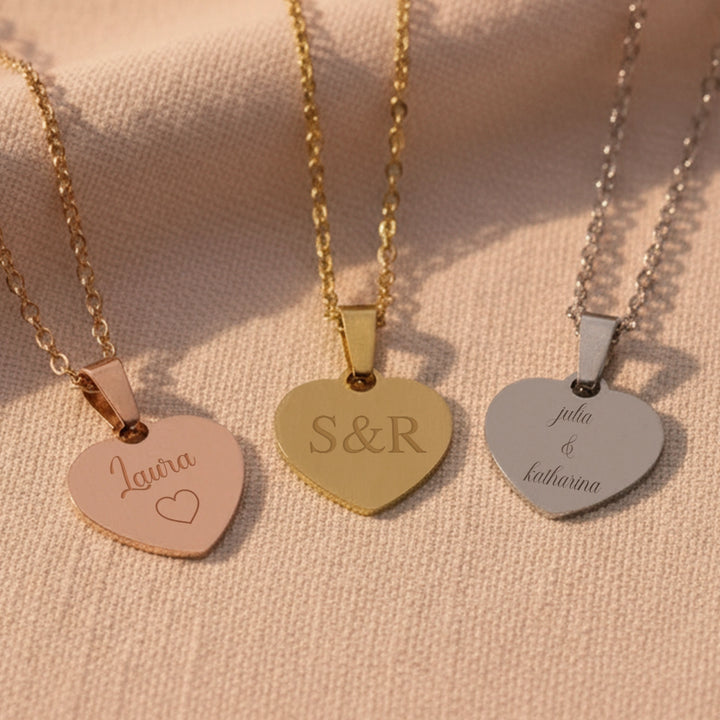 Personalisierte Herzkette mit Gravur “Besties”
