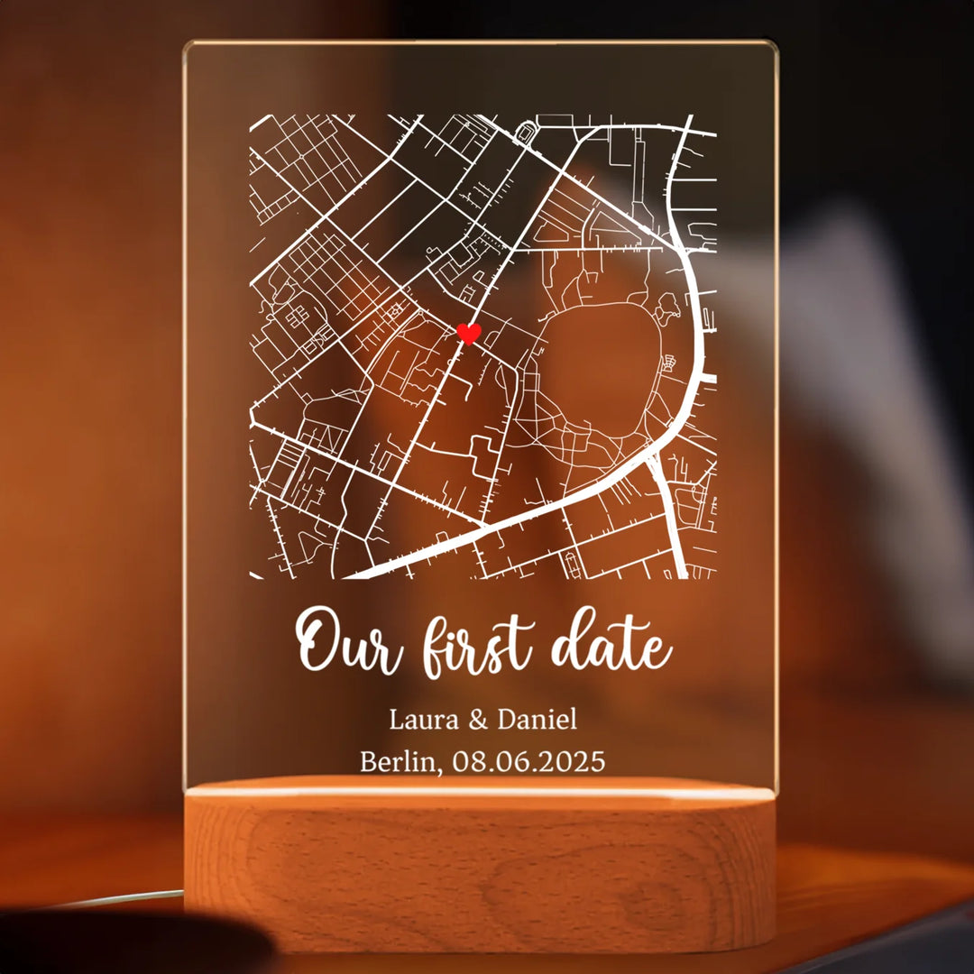 Personalisiertes Acryl-Licht "Herzensort" | Nachtlicht, Dekolicht, Glowlight