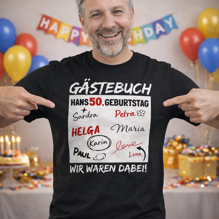 Personalisiertes T-Shirt “Gästebuch Geburtstag”