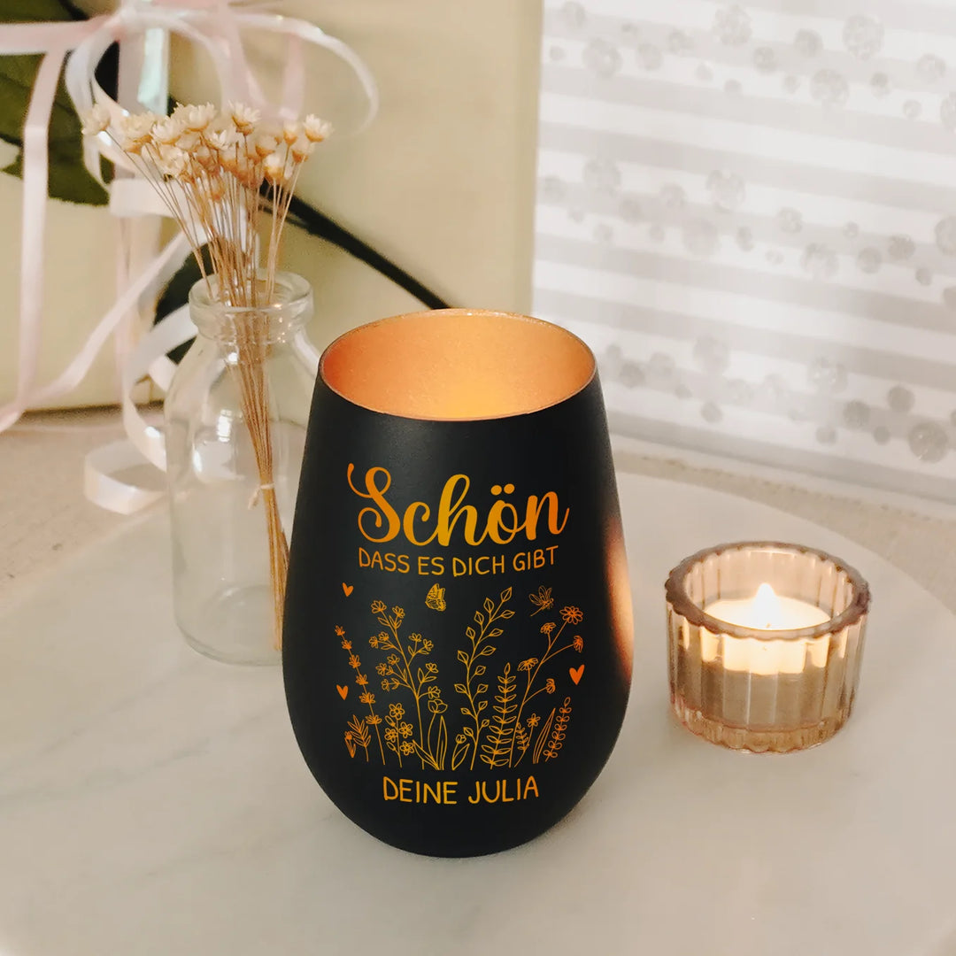 Personalisiertes Windlicht "Schön, dass es dich gibt"