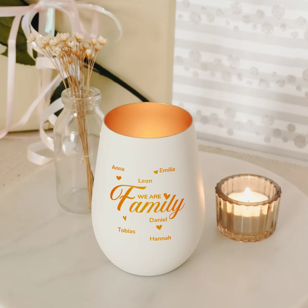 Personalisiertes Windlicht Weiß "Familie"