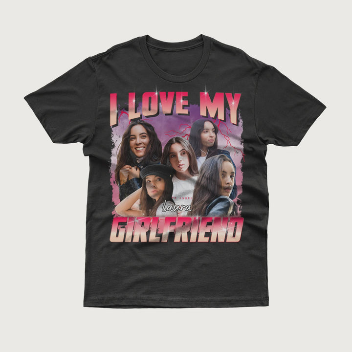 Personalisiertes Oversized T-Shirt Vintage Bootleg "Girlfriend"