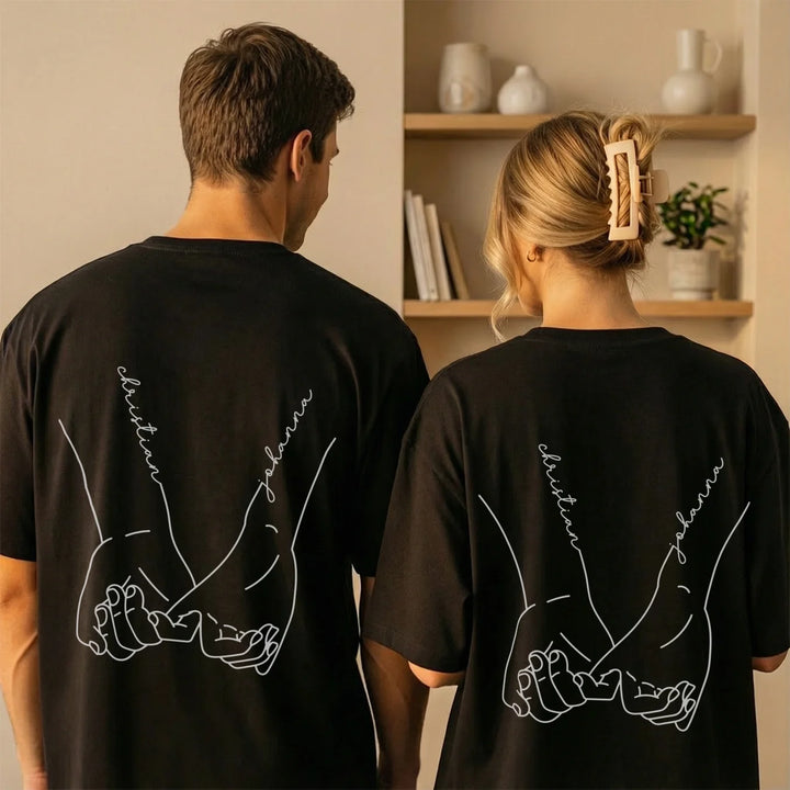 Personalisierte Partnerlook Oversized T-Shirts "Hände"