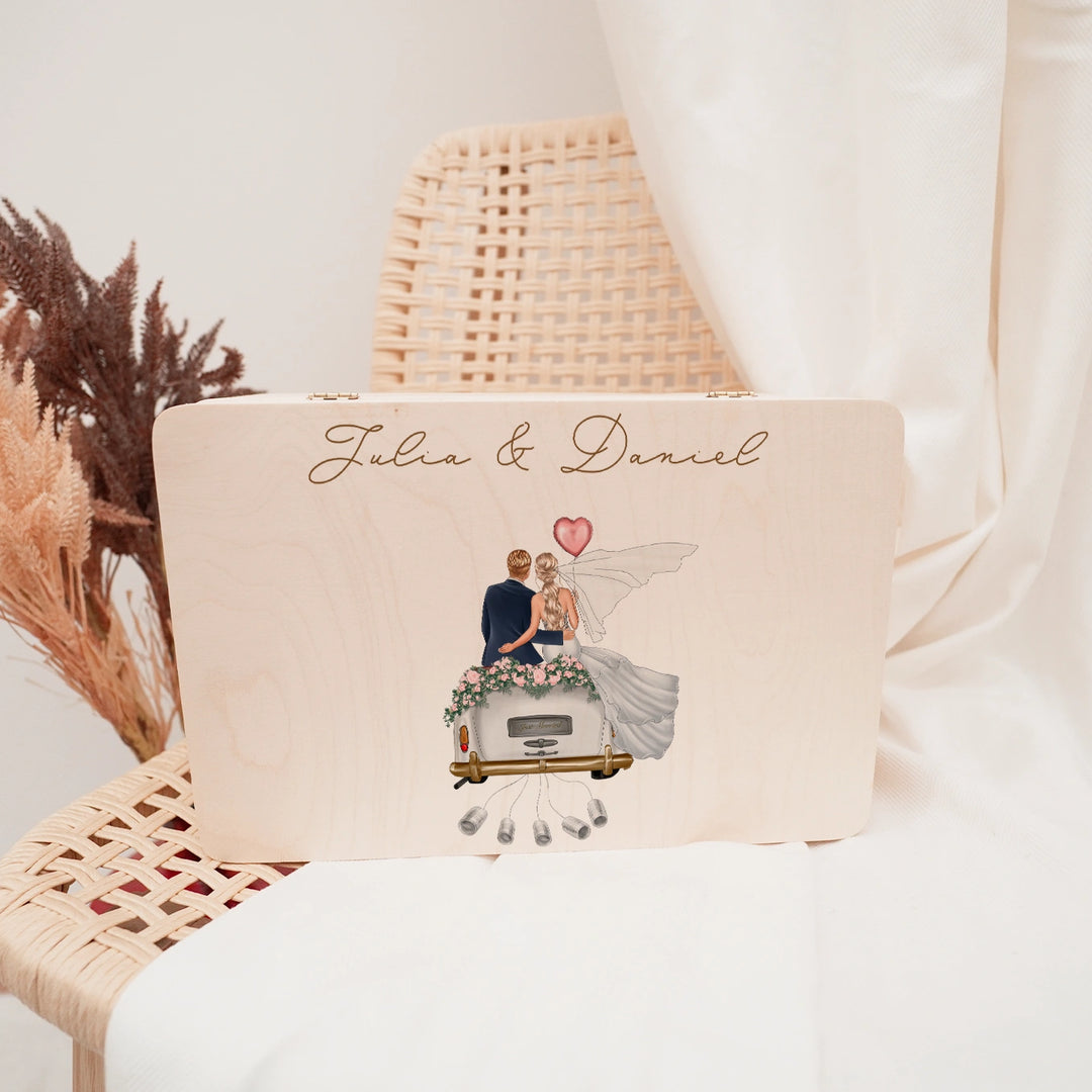 Personalisierte Erinnerungskiste "Just Married"
