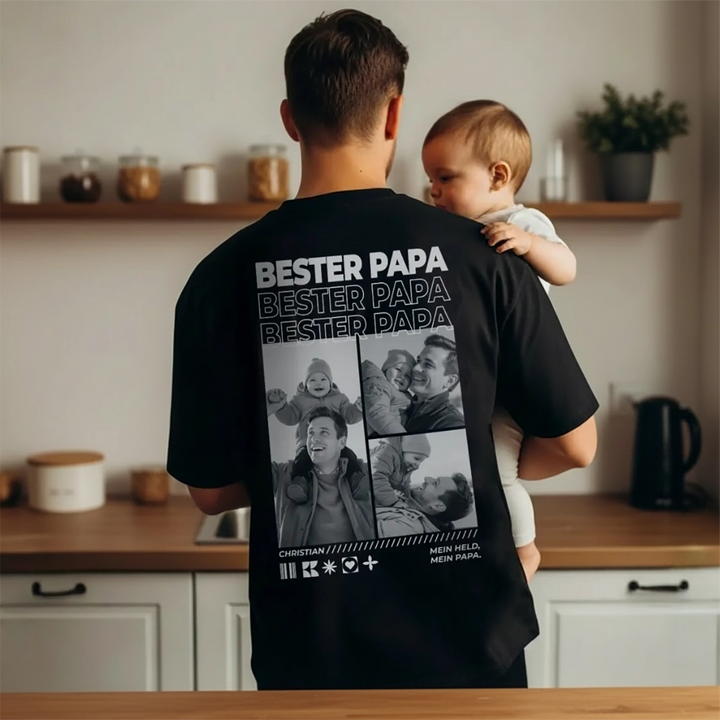 Personalisiertes T-Shirt mit Fotos "Papa"