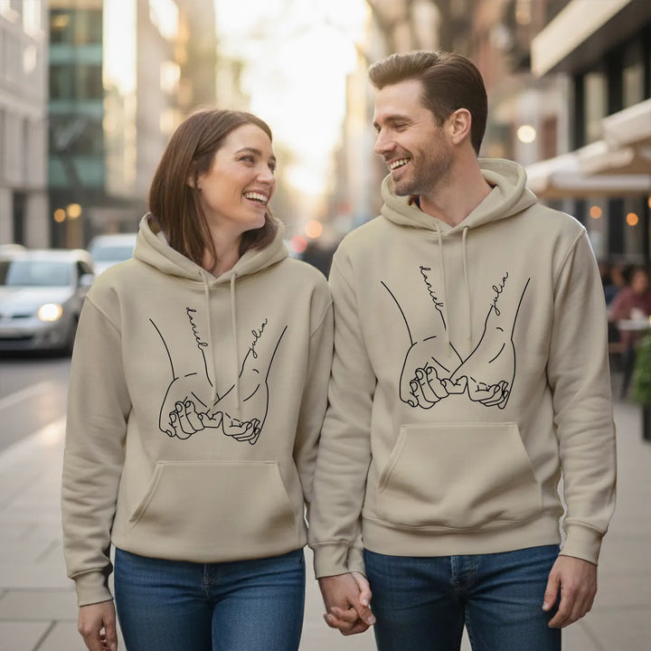 Personalisierte Partnerlook Hoodies "Hand in Hand"