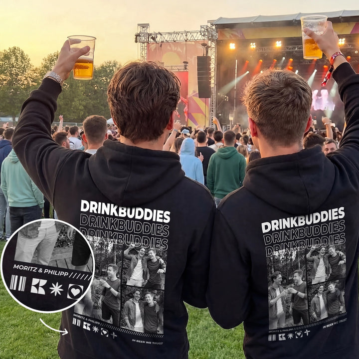Personalisiertes Hoodie "Drinkbuddies"