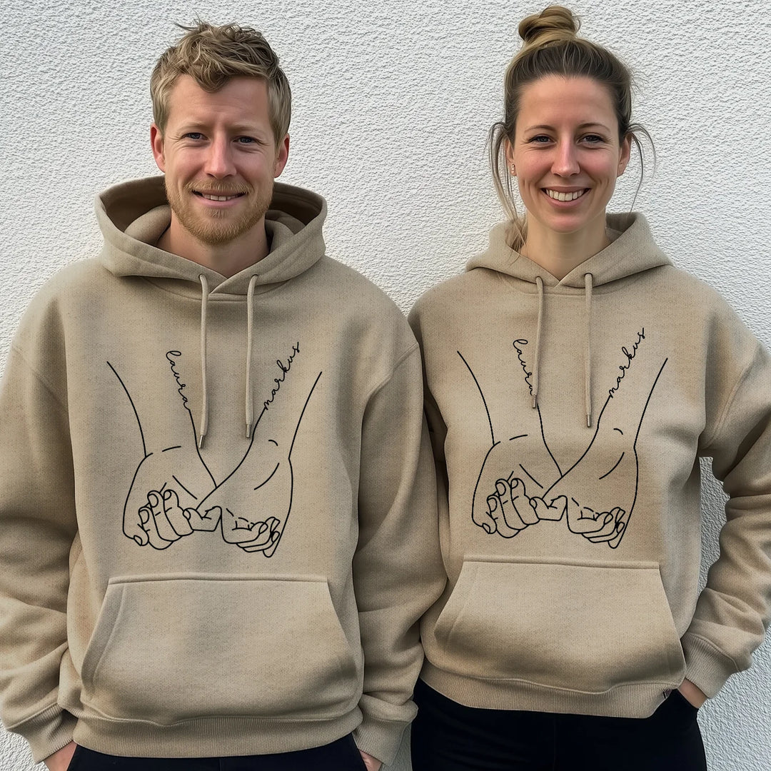 Personalisierte Partnerlook Hoodies "Hand in Hand"