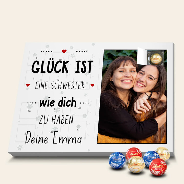 Personalisierter Lindor Adventskalender "Schwester"