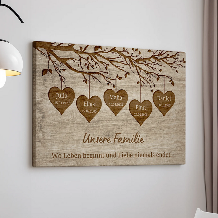 Personalisierte Leinwand "Unsere Familie"