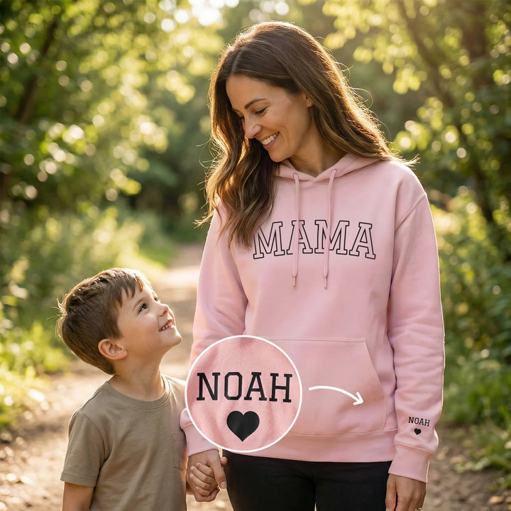 Personalisierter Hoodie "MAMA" mit Ärmeldruck