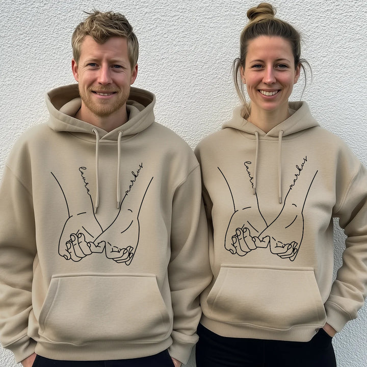 Personalisierte Partnerlook Hoodies "Hand in Hand"