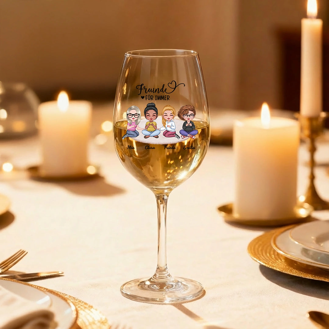 Personalisiertes Weinglas "Besties"