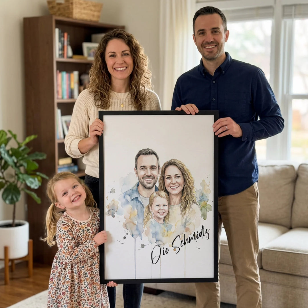Personalisiertes Poster Familie "Wasserfarben"