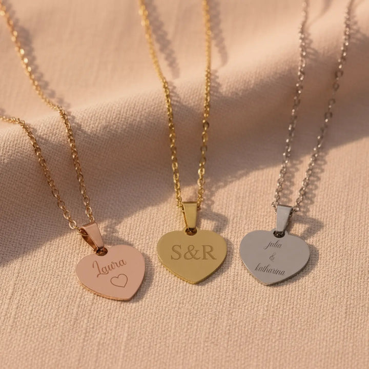 Personalisierte Herzkette mit Gravur “Besties”