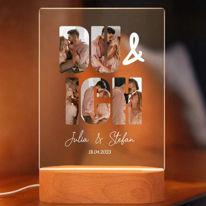 Personalisiertes Acryl-Licht "Du & Ich" | Nachtlicht, Dekolicht, Glowlight