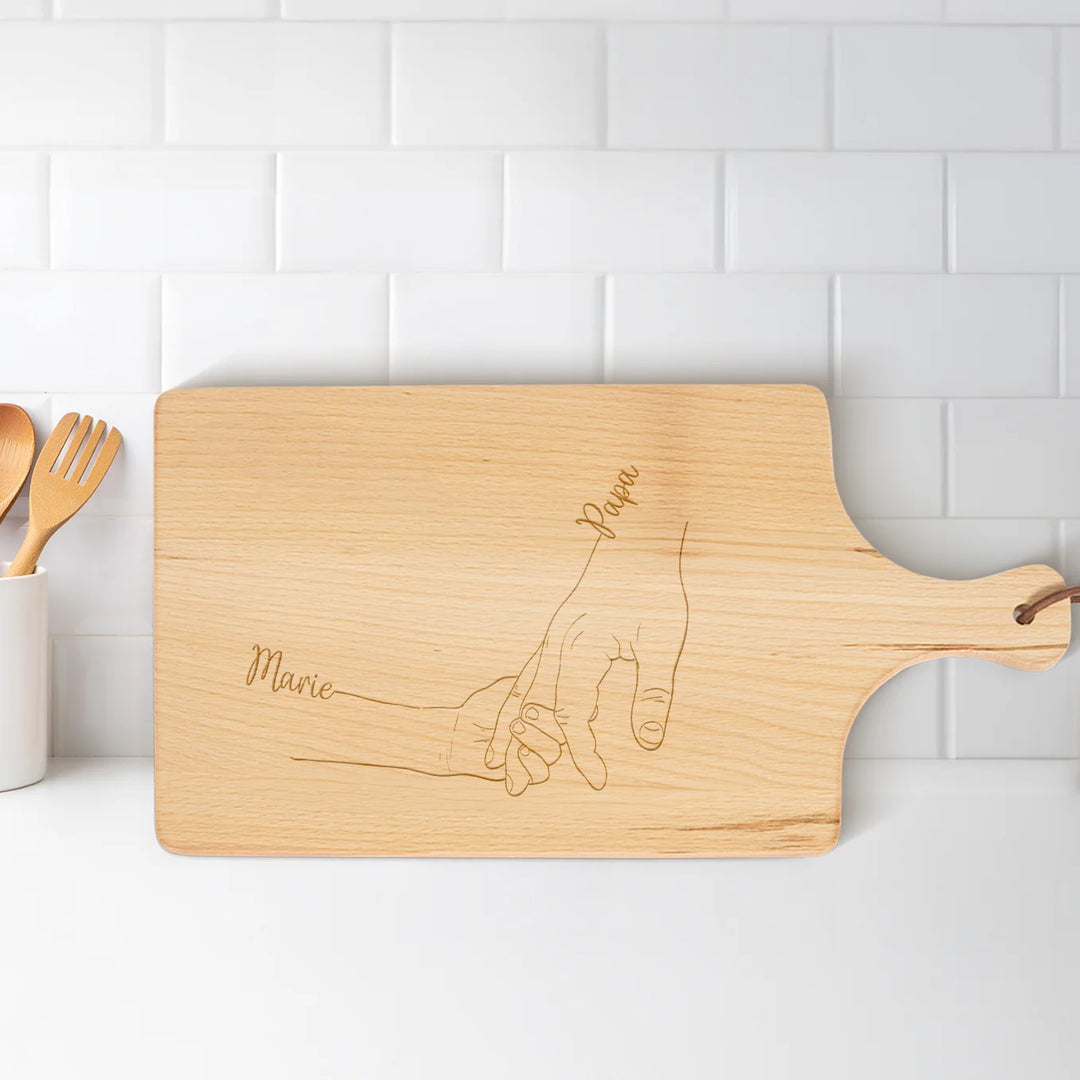 Personalisiertes Schneidebrett "Hand in Hand"