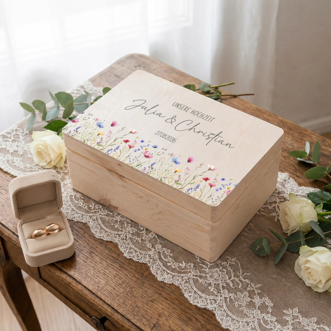 Personalisierte Erinnerungskiste Hochzeit "Blumen"