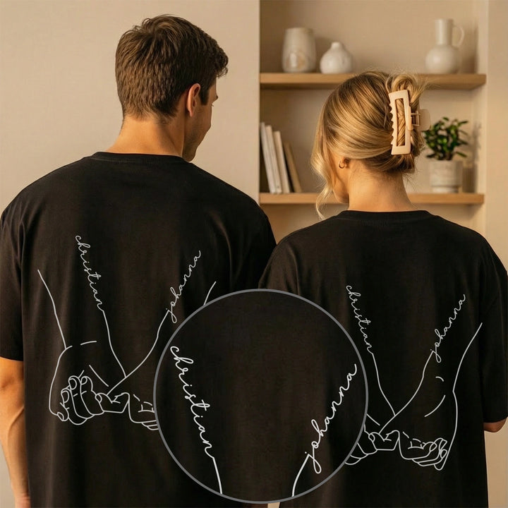 Personalisierte Partnerlook Oversized T-Shirts "Hände"