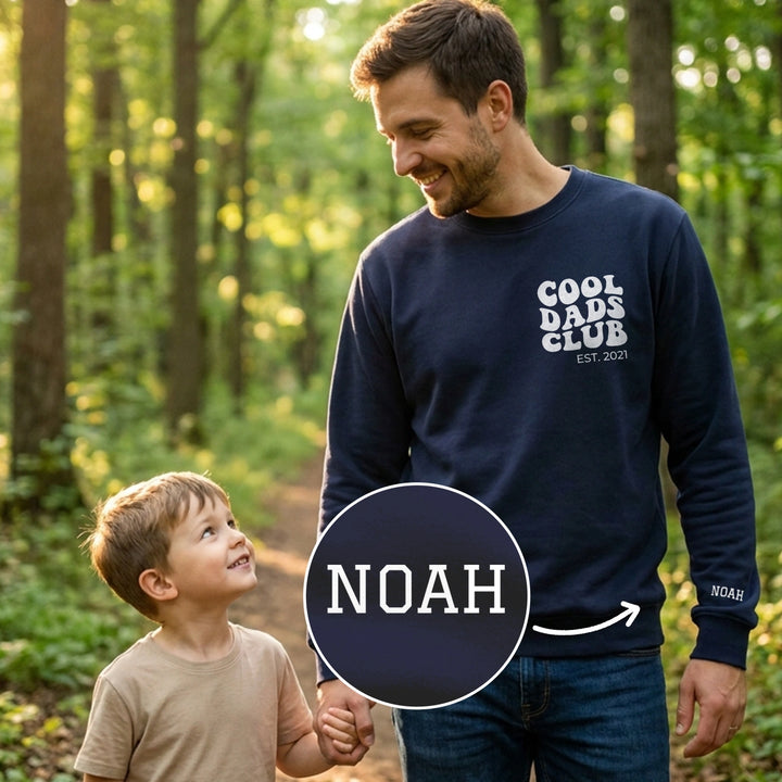 Personalisierter Sweater "Cool Dads Club" mit Ärmeldruck