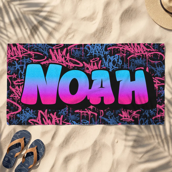 Personalisiertes Badehandtuch "Graffiti Name"