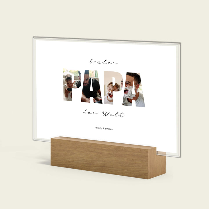 Personalized acrylic glass "Dad Word" with 2 photos