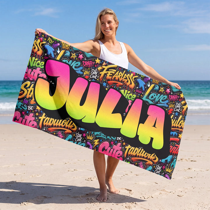 Personalisiertes Badehandtuch "Graffiti Name"