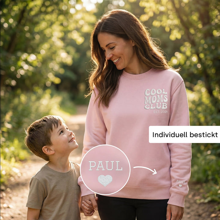 Personalisierter Sweater bestickt "Cool Moms Club"