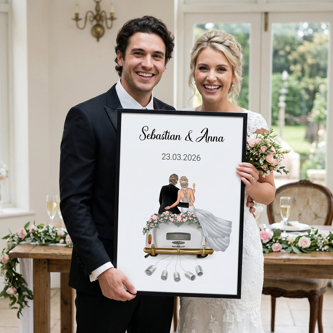"Just Married" - Personalisiertes Poster als Geldgeschenk