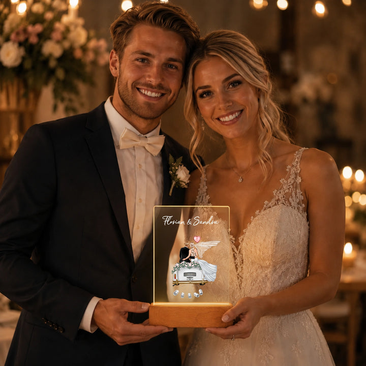 Personalisiertes Acryl-Licht "Just Married" | Nachtlicht, Dekolicht, Glowlight