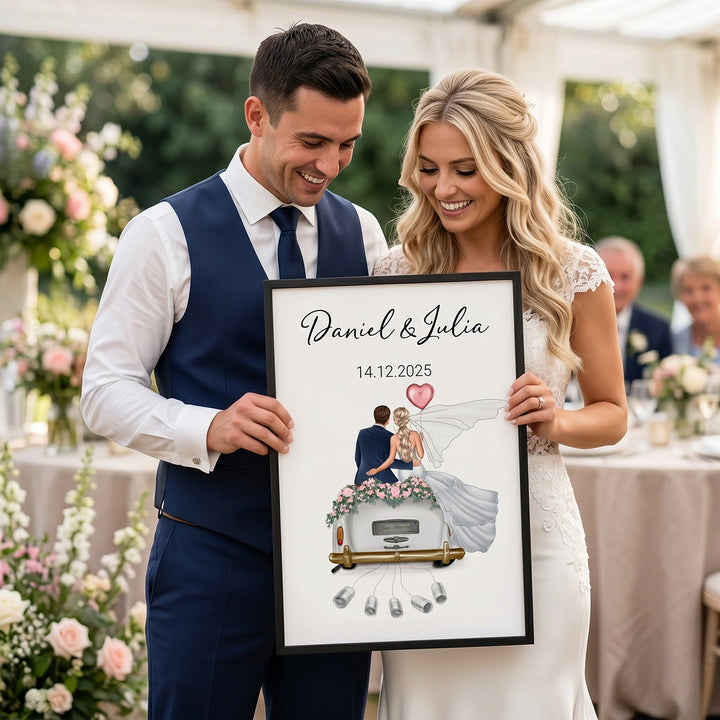 "Just Married" - Personalisiertes Poster als Geldgeschenk