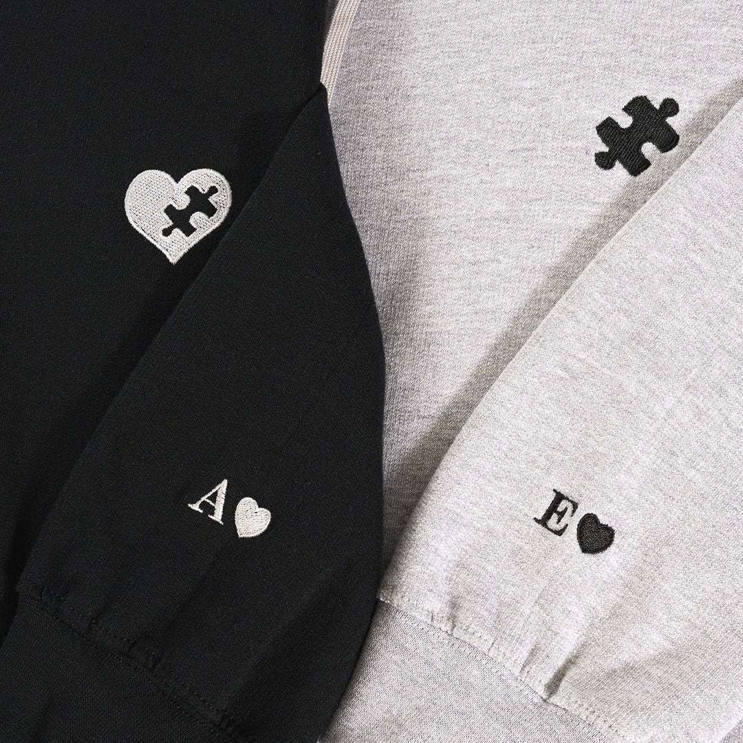 Personalisierte Partnerlook Hoodies mit Stick "Puzzlestück"