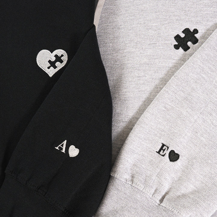 Personalisierte Partnerlook Hoodies mit Stick "Puzzlestück"