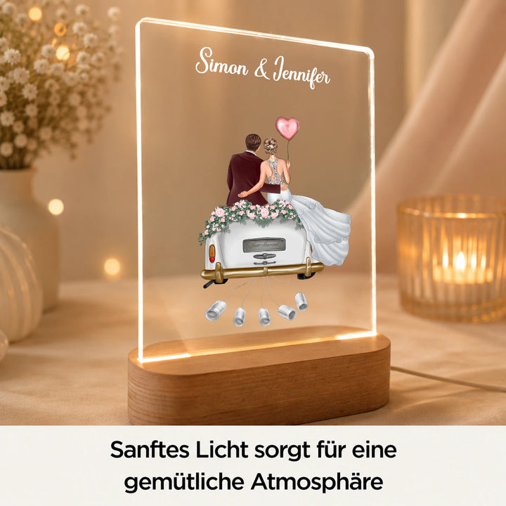 Personalisiertes Acryl-Licht "Just Married" | Nachtlicht, Dekolicht, Glowlight