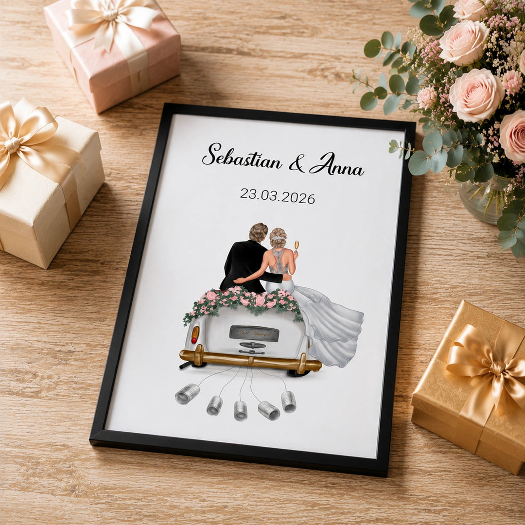 "Just Married" - Personalisiertes Poster als Geldgeschenk