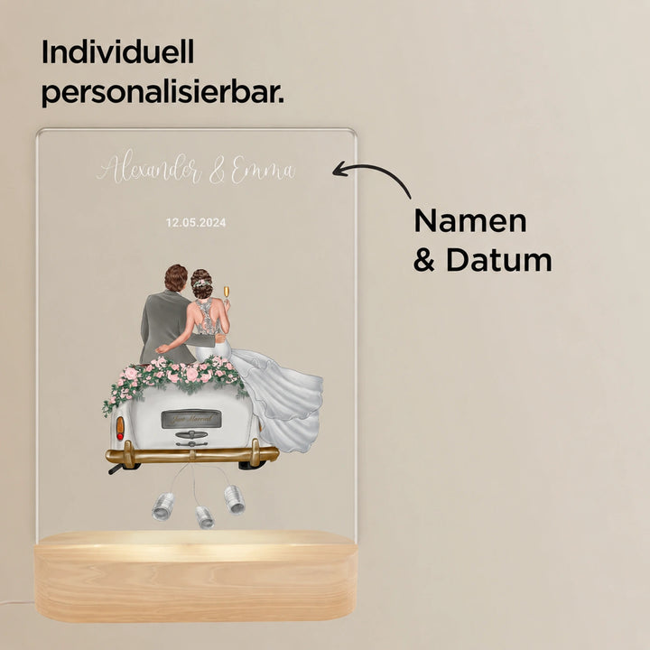 Personalisiertes Acryl-Licht "Just Married" | Nachtlicht, Dekolicht, Glowlight