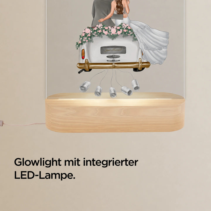 Personalisiertes Acryl-Licht "Just Married" | Nachtlicht, Dekolicht, Glowlight