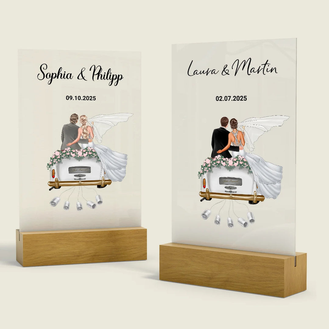 "Just Married" - Personalisierte Acryltafel als Geldgeschenk