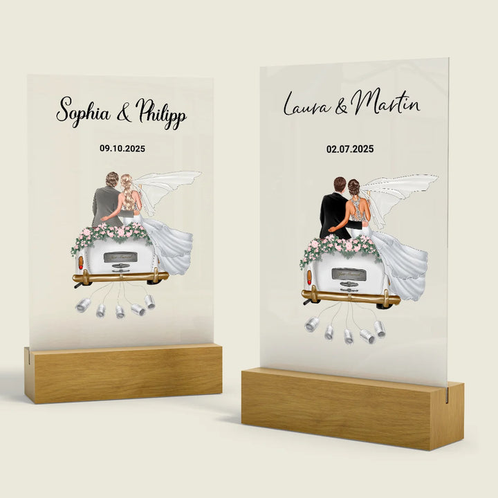 "Just Married" - Personalisierte Acryltafel als Geldgeschenk