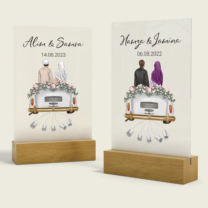 "Just Married" - Personalized acrylic board as a money gift | Muslim couple
